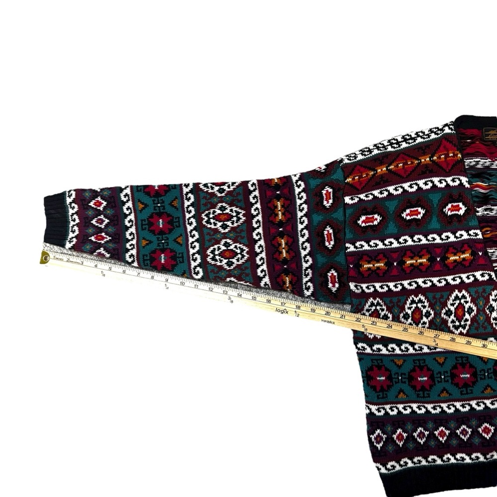 Vintage Eddie Bauer Women's Multicolor Tribal Knit Cardigan 100% Cotton Size L - Picture 11 of 11